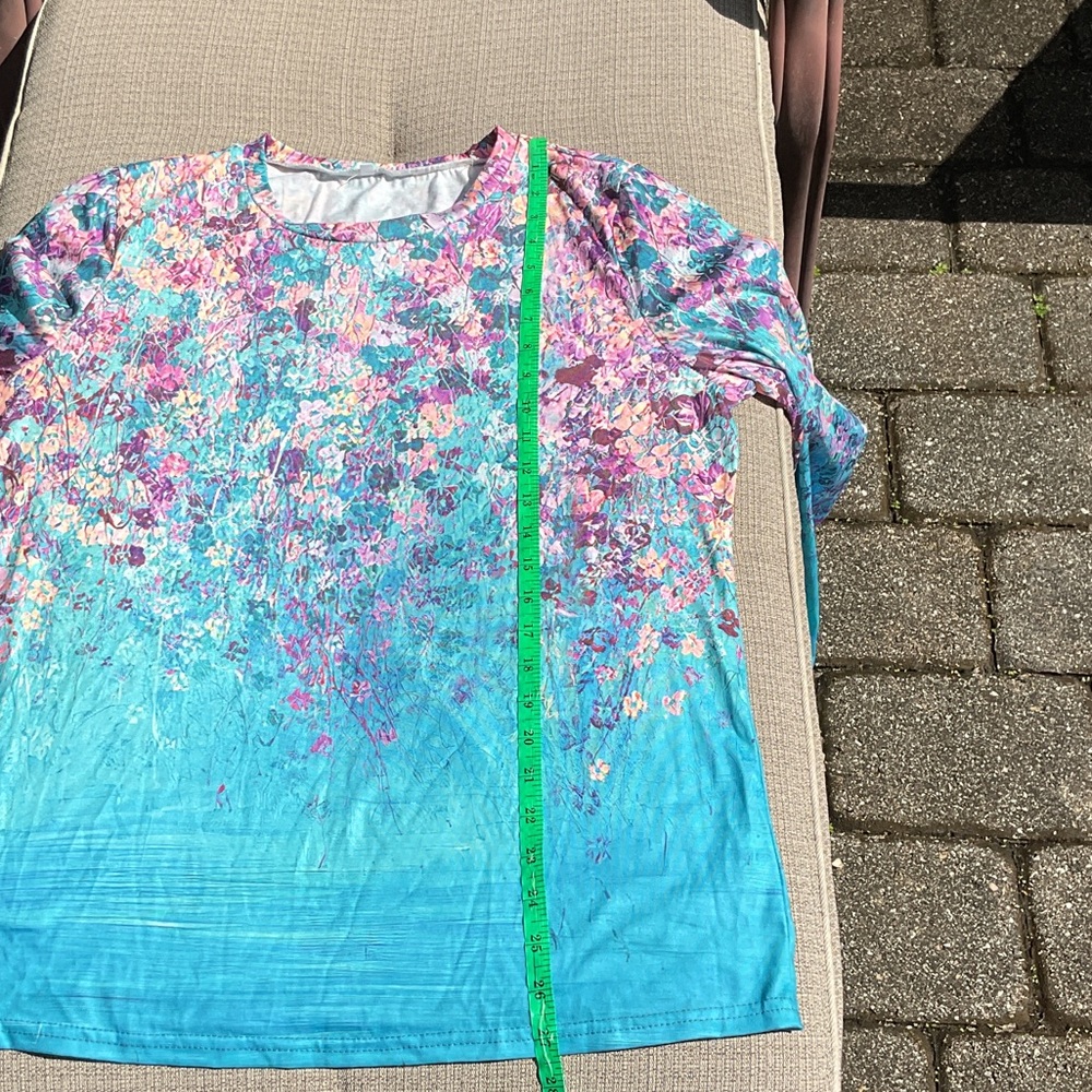 Floral Multicolor Long Sleeve Top, Size Large - Picture 4 of 6